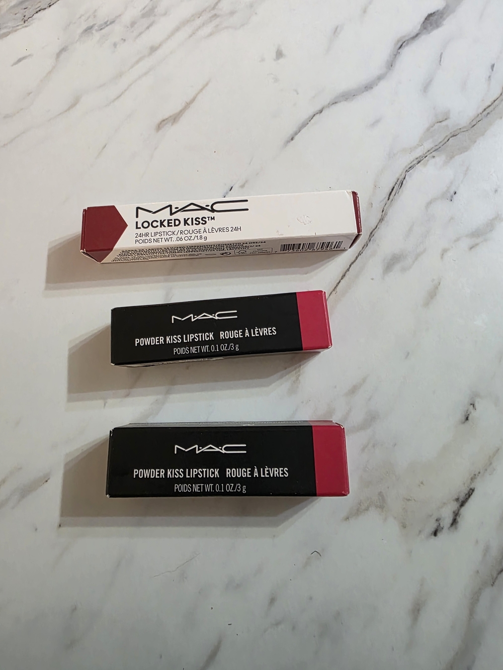 MAC Cosmetics Powder Kiss & Locked Kiss Lipstick Trio - Pink/Deep Pink/Red